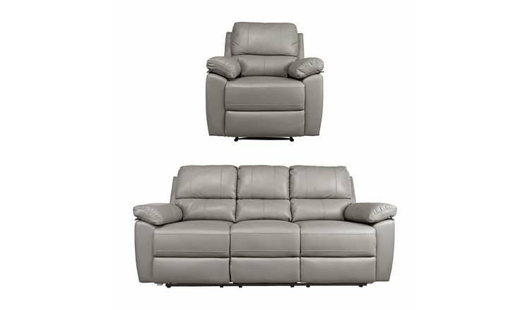 Argos Home Toby Chair & 3 Seater Recliner Sofa - Grey