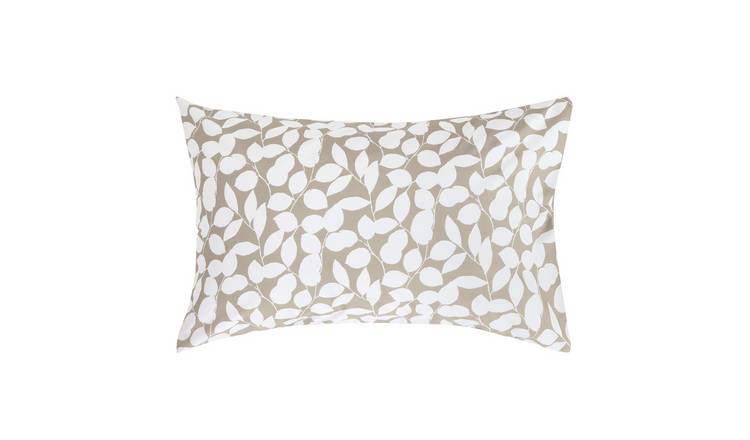 Argos Home Polycotton Floral Leaf Beige Pillowcase