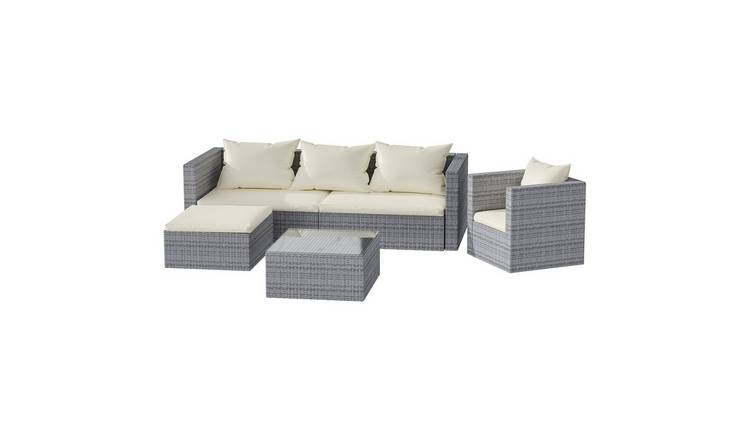 Rattantree Rattan Modular Corner Sofa Set with Coffee Table 5 Seat - Grey
