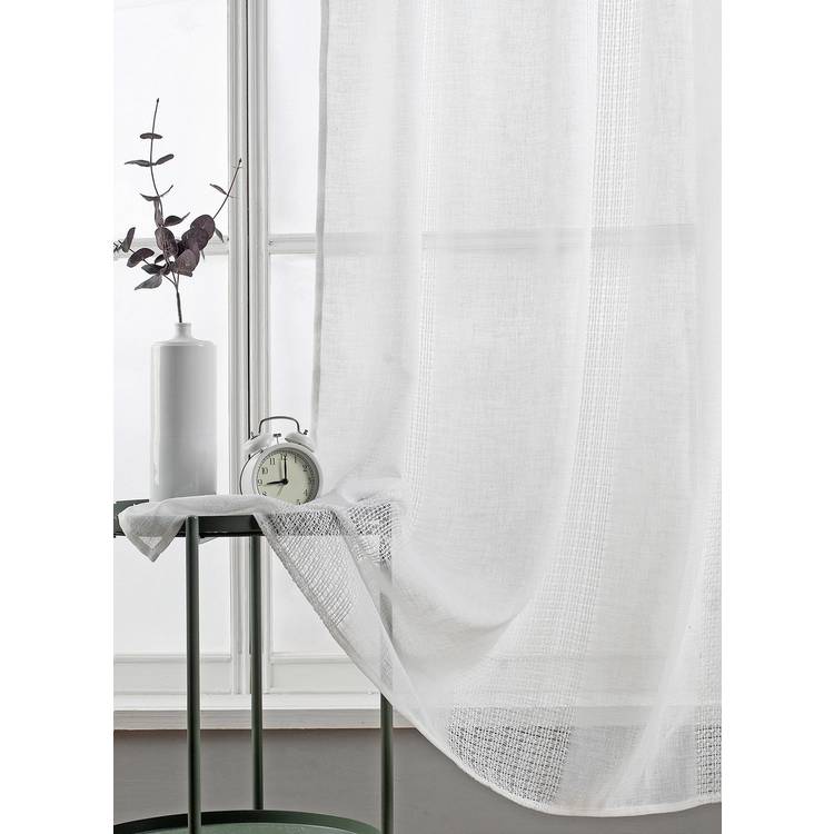 Habitat Linen Look Ladder Voile Curtain Panel - White 0