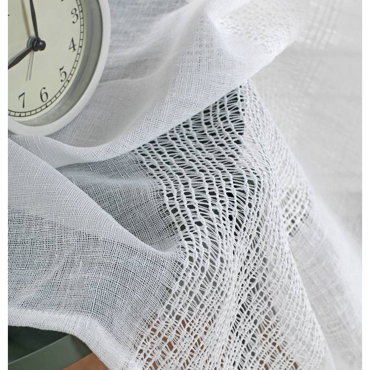 Habitat Linen Look Ladder Voile Curtain Panel - White 0