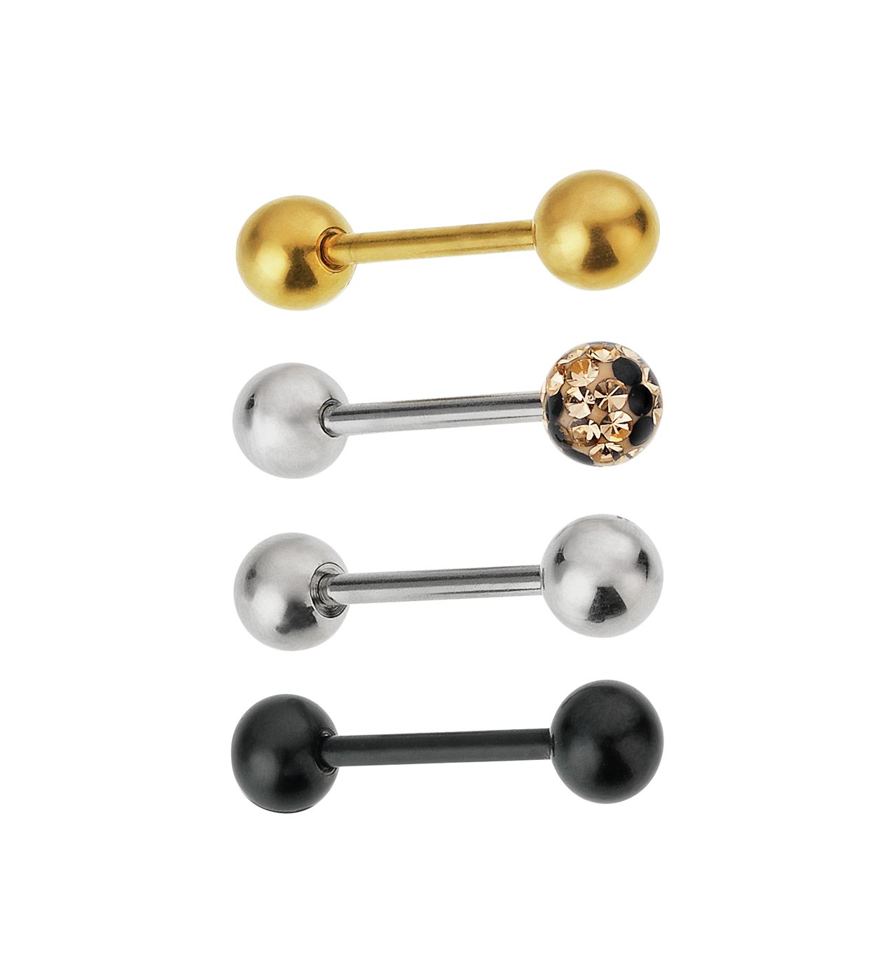 State of Mine Black & Gold Crystal Tongue Bars - Set of 2