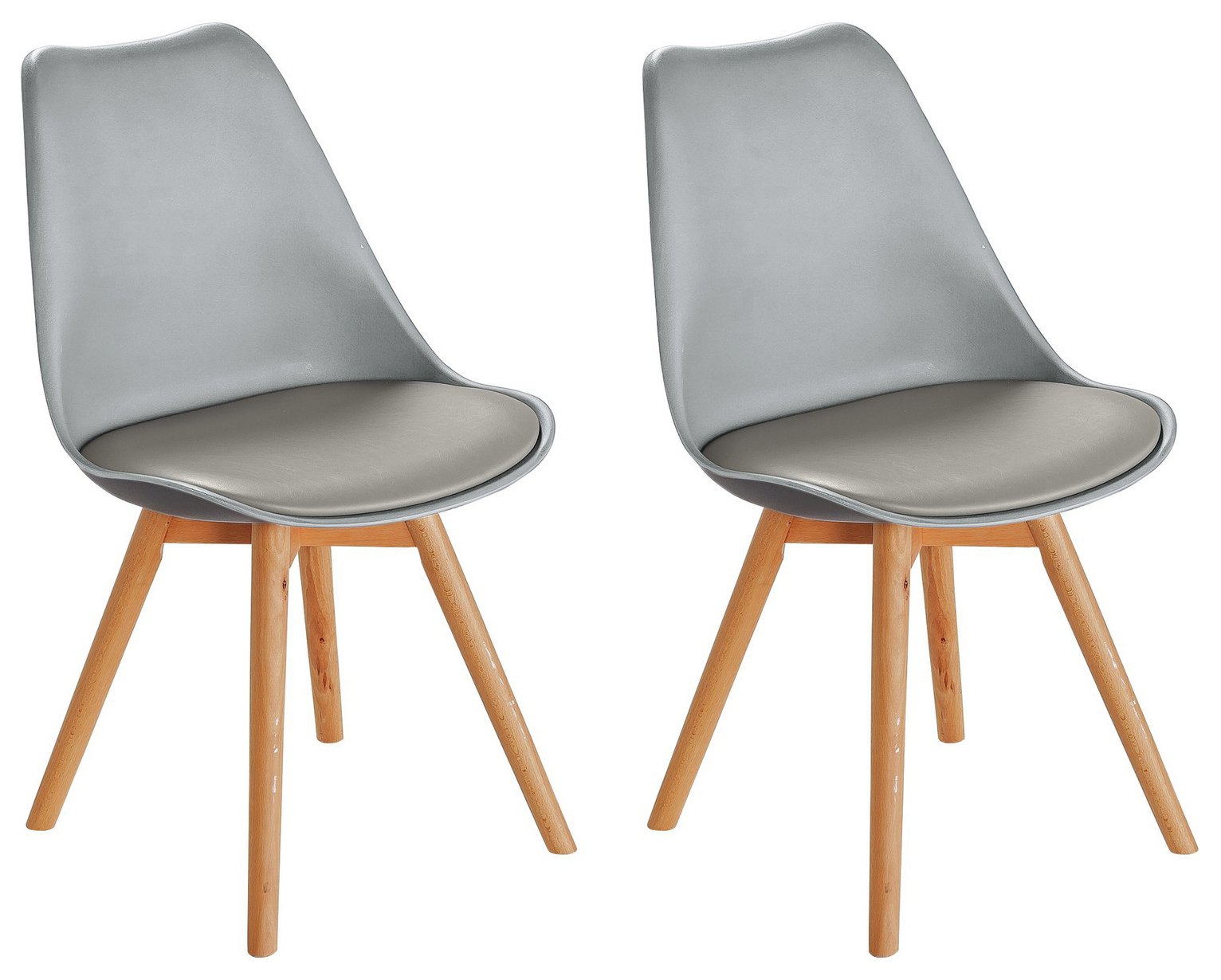 Argos Home Charlie Pair of Plastic Chairs - Grey
