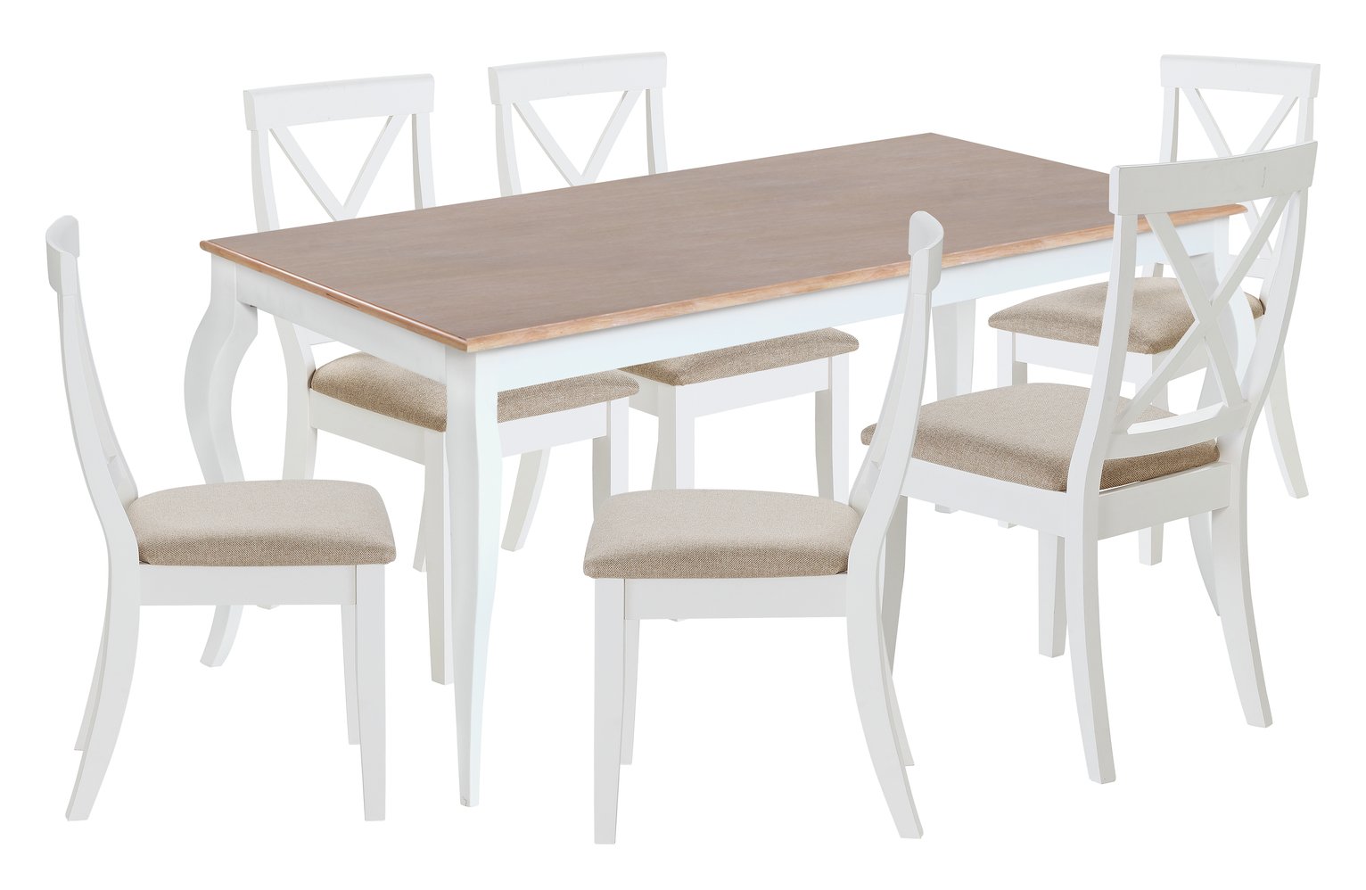 Argos Home Southwold Oak Veneer Table & 6 Two Tone Chairs