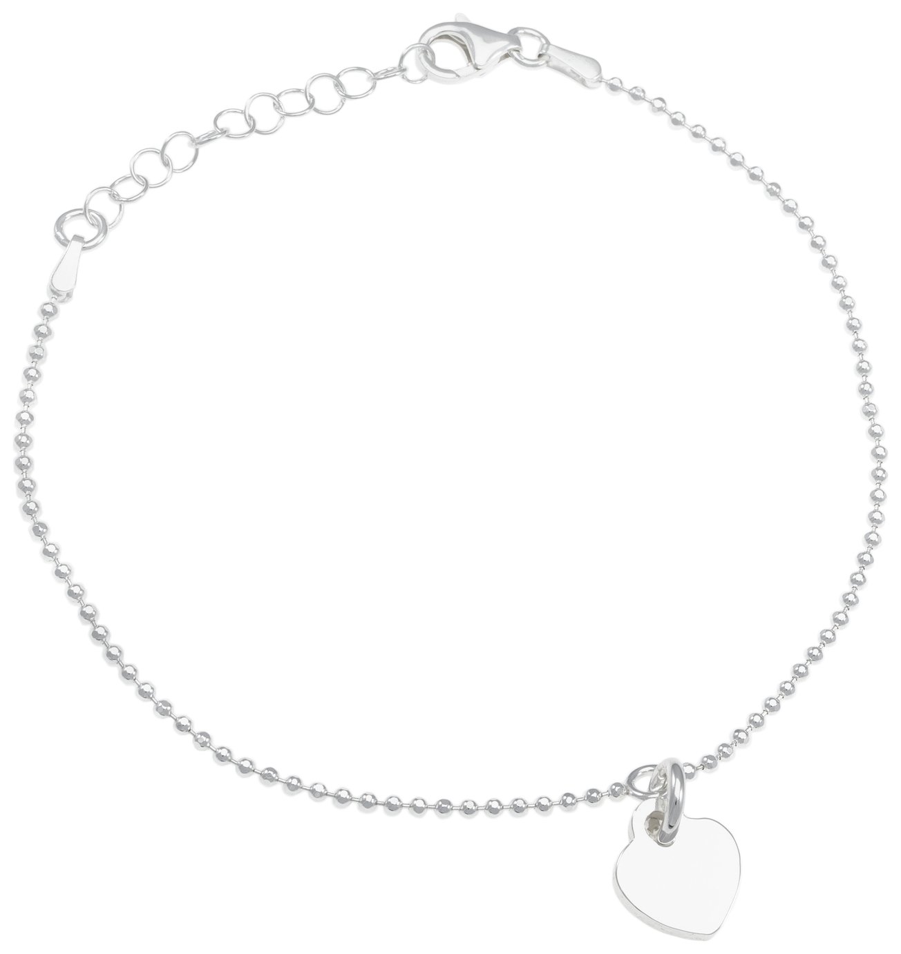 Revere Sterling Silver Engravable Heart Charm Bracelet