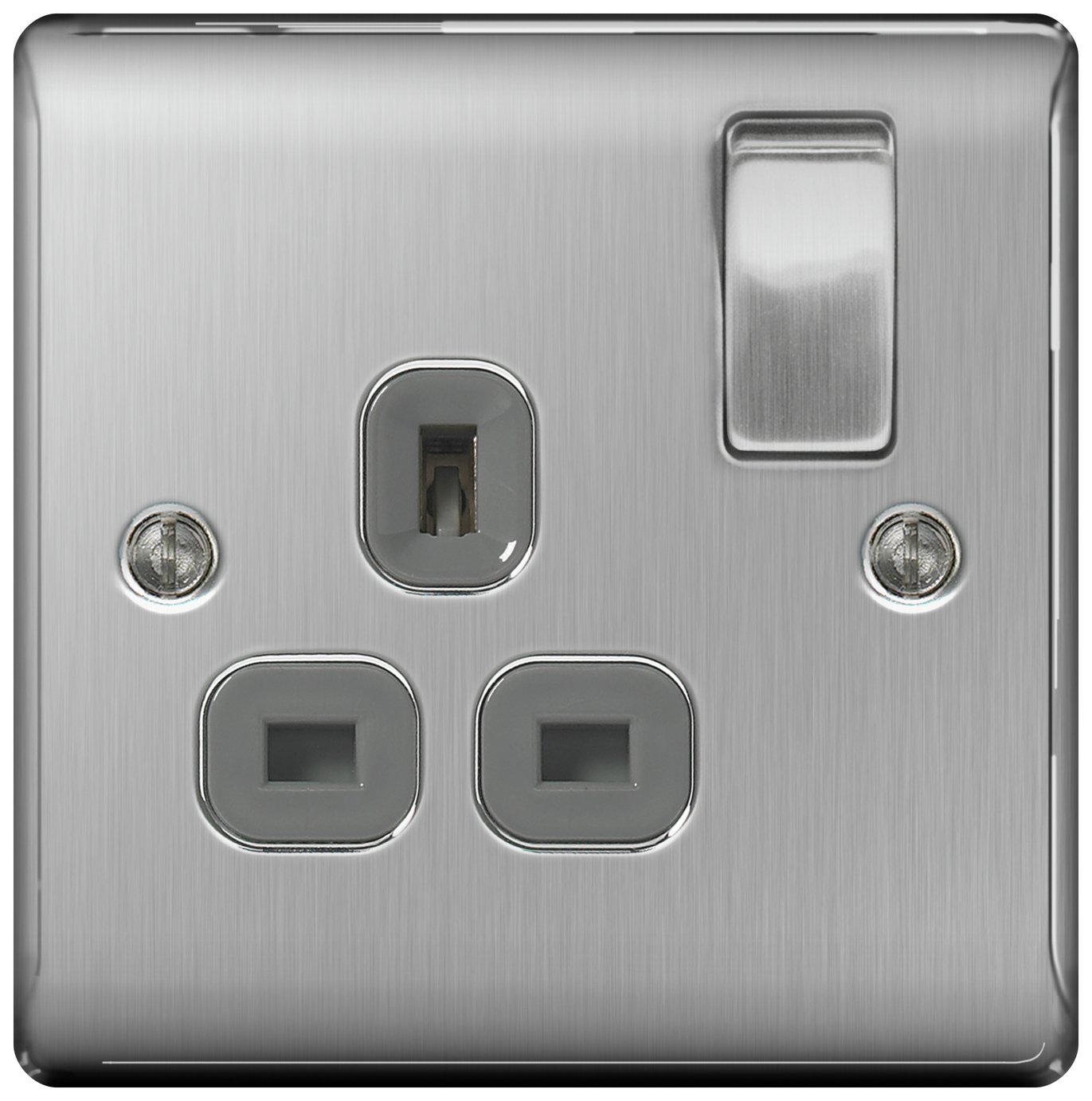 BG Single Switched Socket - Stainless Steel