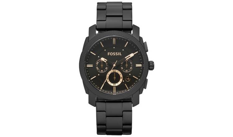 Buy Fossil Machine Men's Chronograph Black Stainless Steel Watch | Men's  watches | Argos