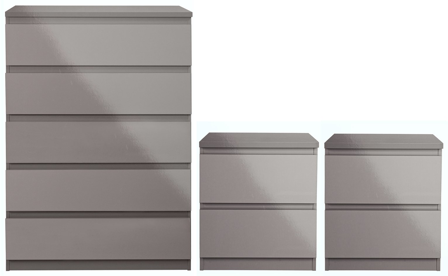 Argos Home Jenson Gloss 2 Bedside & 5 Drawer Chest Set -Grey Review