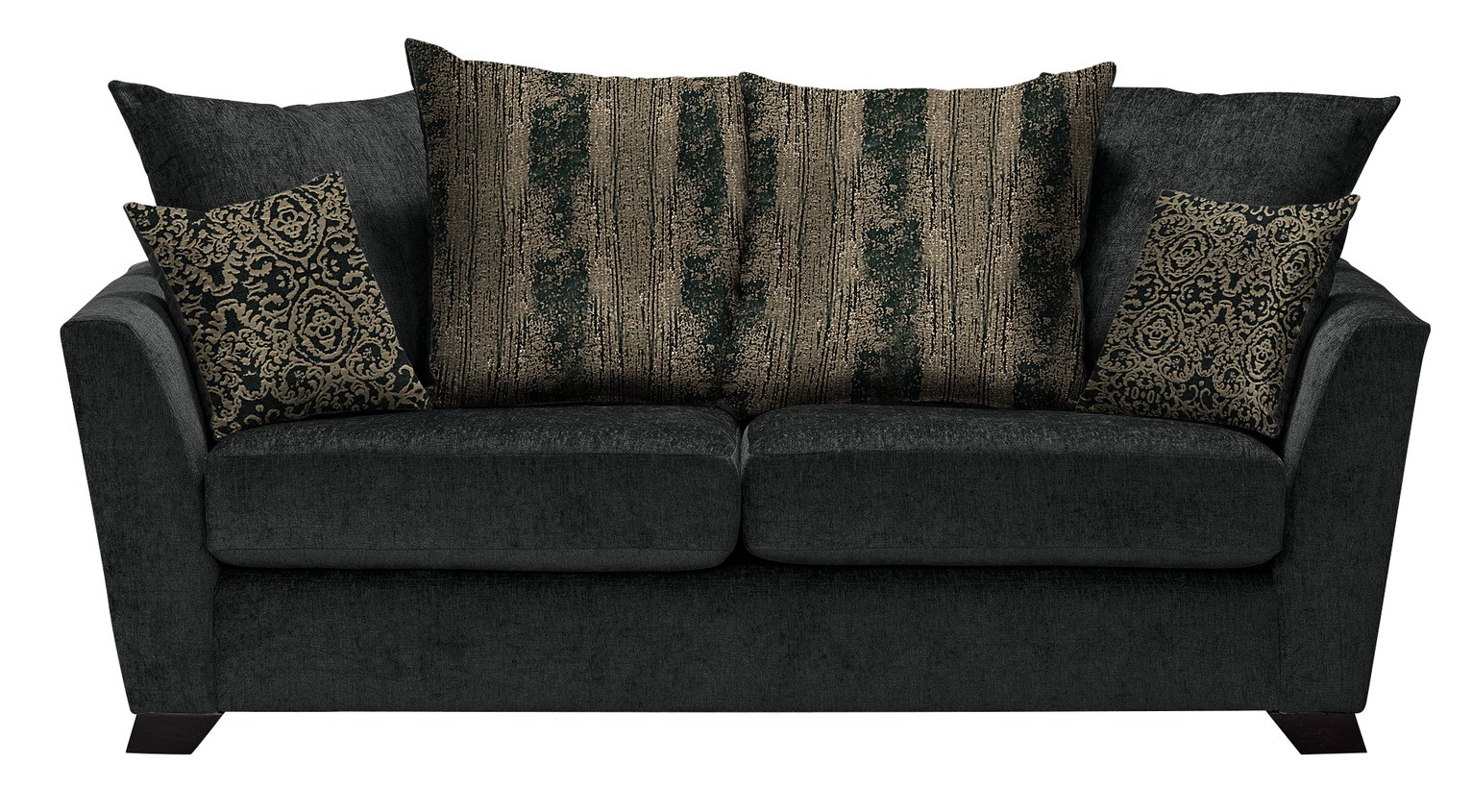 Argos Home Vivienne 3 Seater Fabric Sofa - Black and Gold