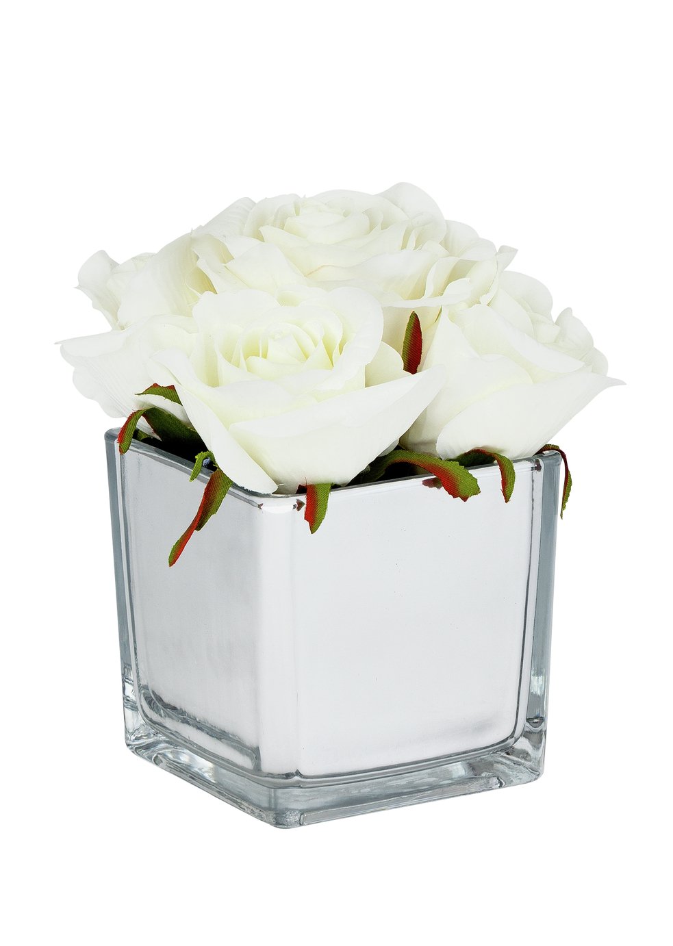 Mirrored Artificial White Rose Flower Arrangement Reviews Updated