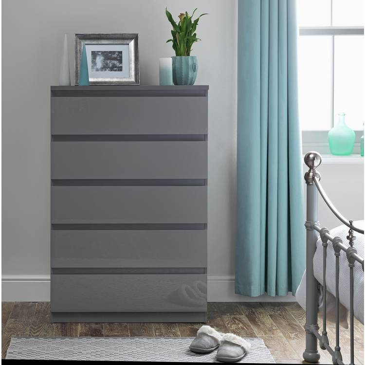 Habitat Jenson 5 Drawer Chest - Grey Gloss 0