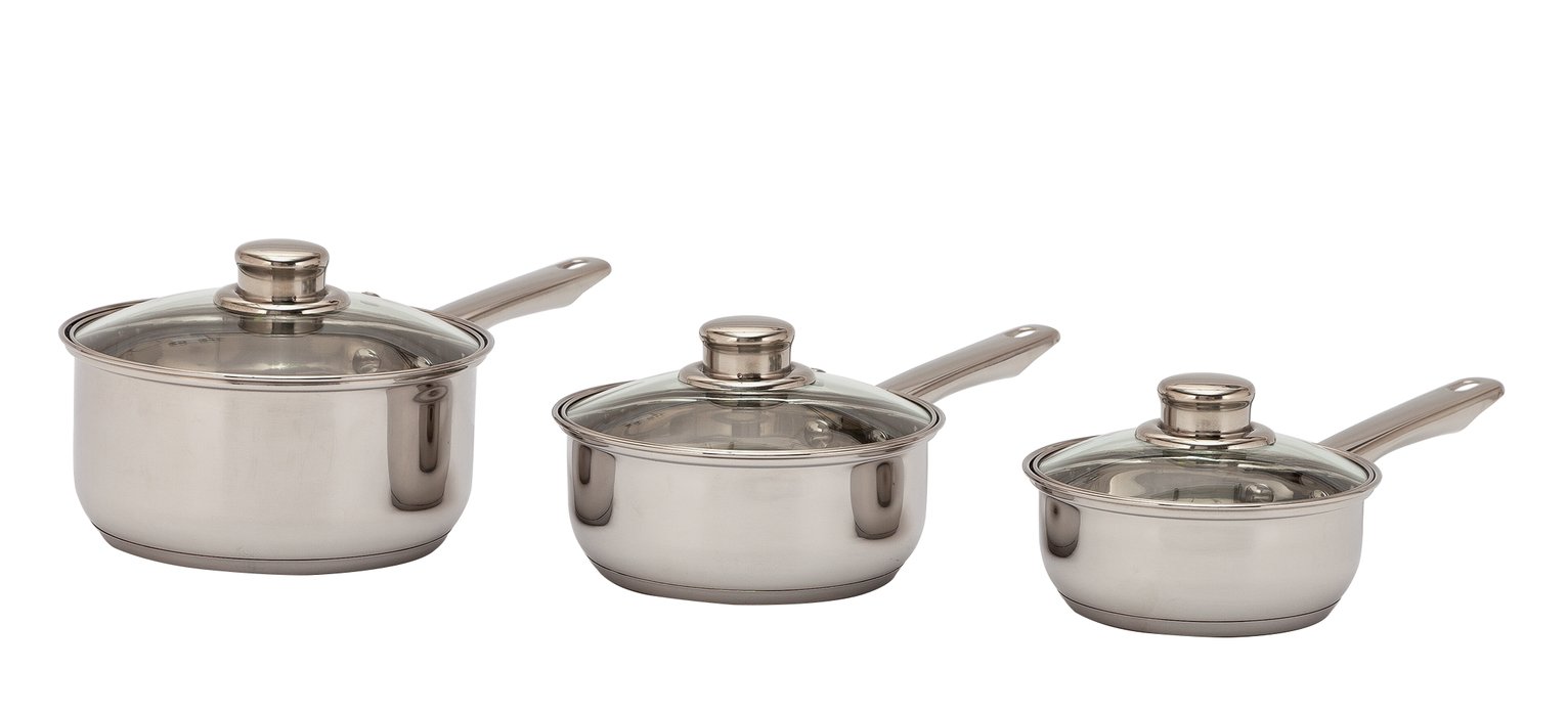 Argos Home 3 Piece Stainless Steel Pan Set Review