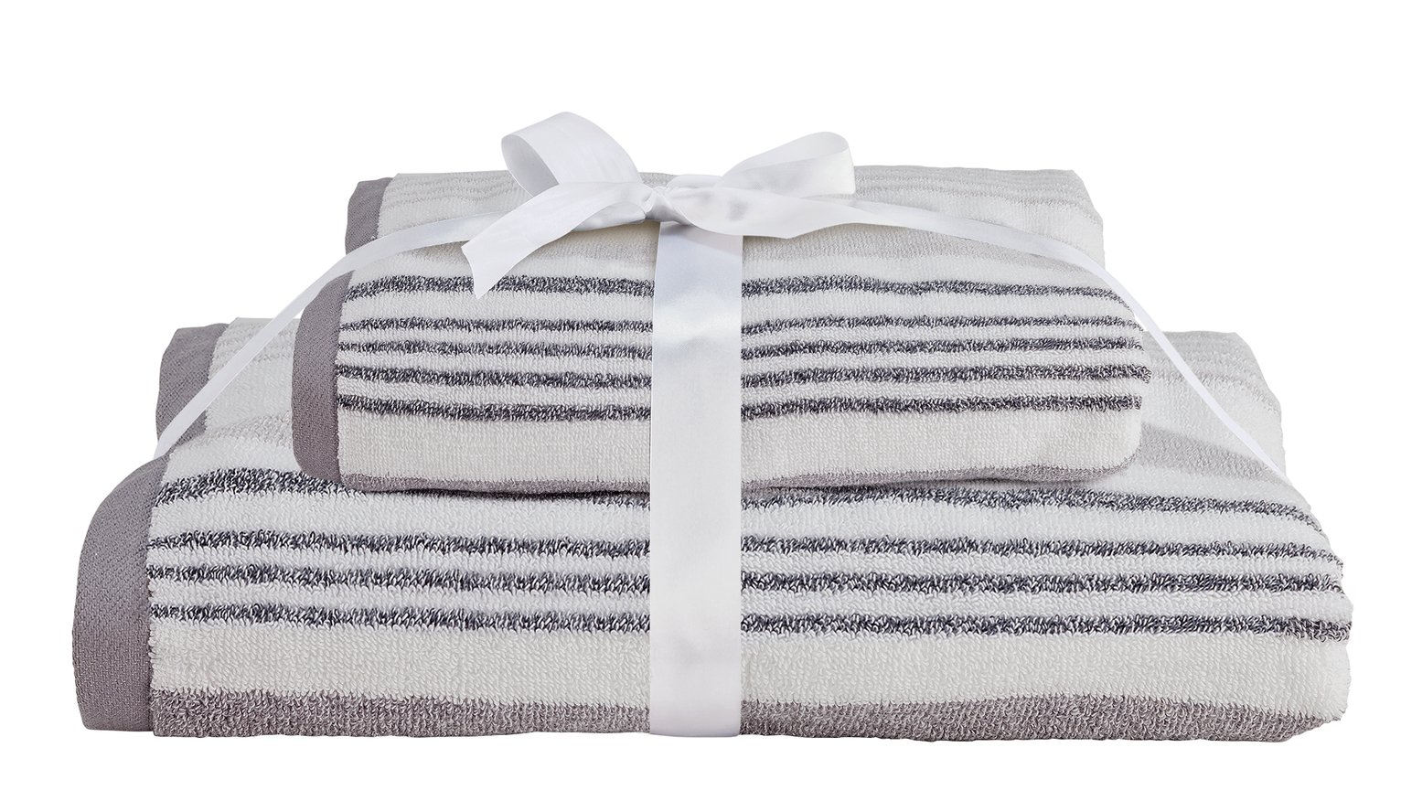 Argos Home 2 Piece Towel Bale - Grey Stripe