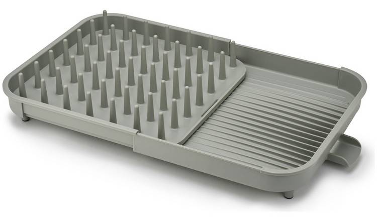 Joseph Joseph Stainless-Steel Extendable Dual Part Dish Rack Non-Scratch  and Movable Cutlery Drainer and Drainage Spout, One-size, Gray