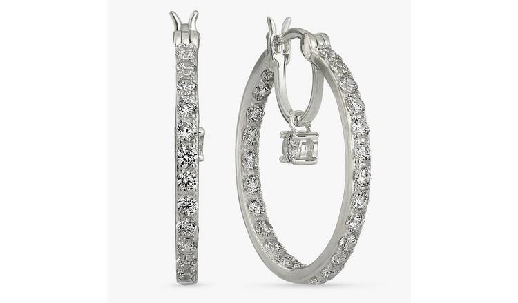 Revere Sterling Silver Cubic Zirconia Double Hoop Earrings