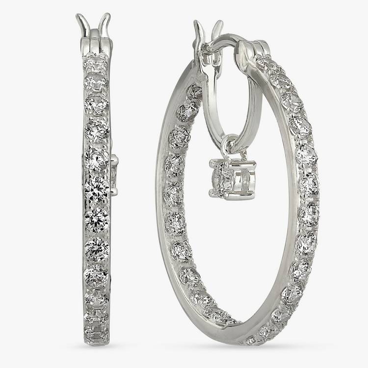 Revere Sterling Silver Cubic Zirconia Double Hoop Earrings 0