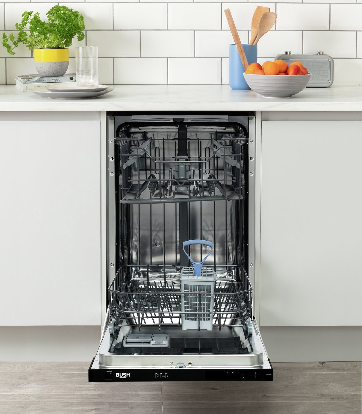 bush dw9slintw slimline integrated dishwasher