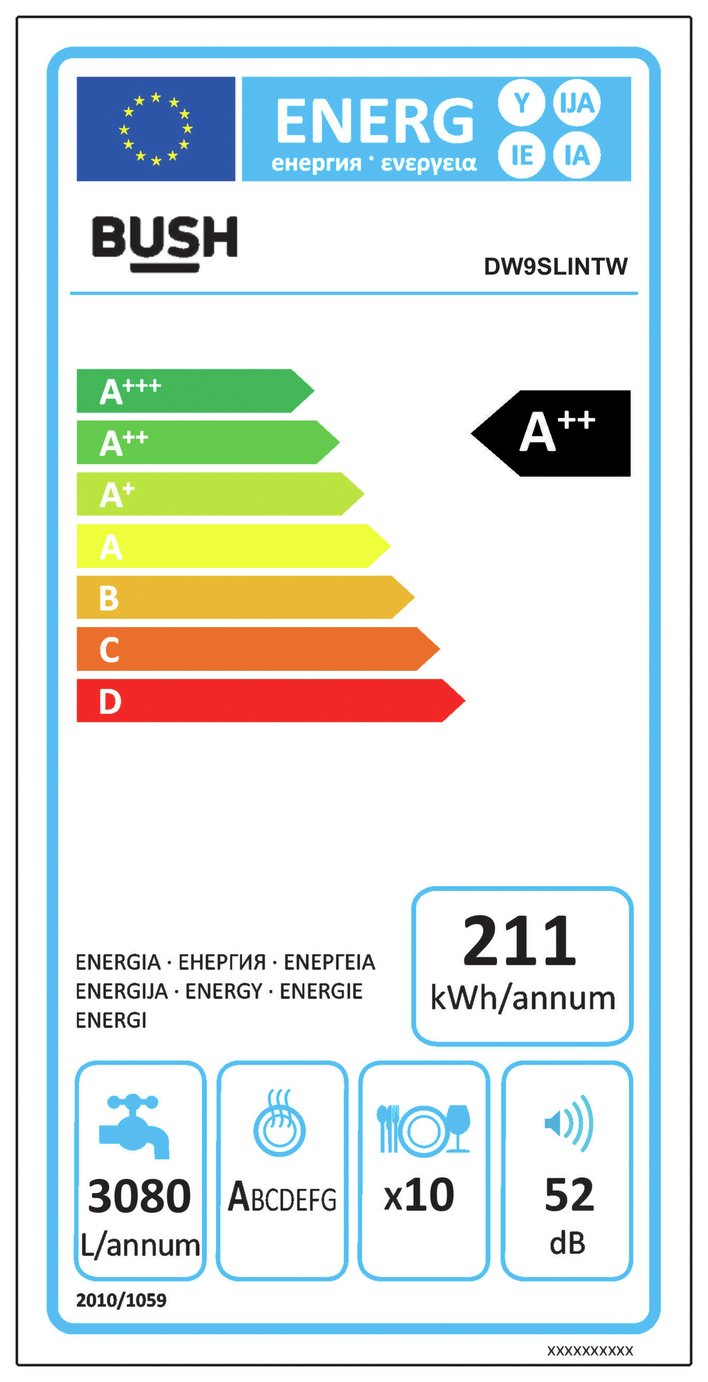 bush dw9slintw slimline integrated dishwasher