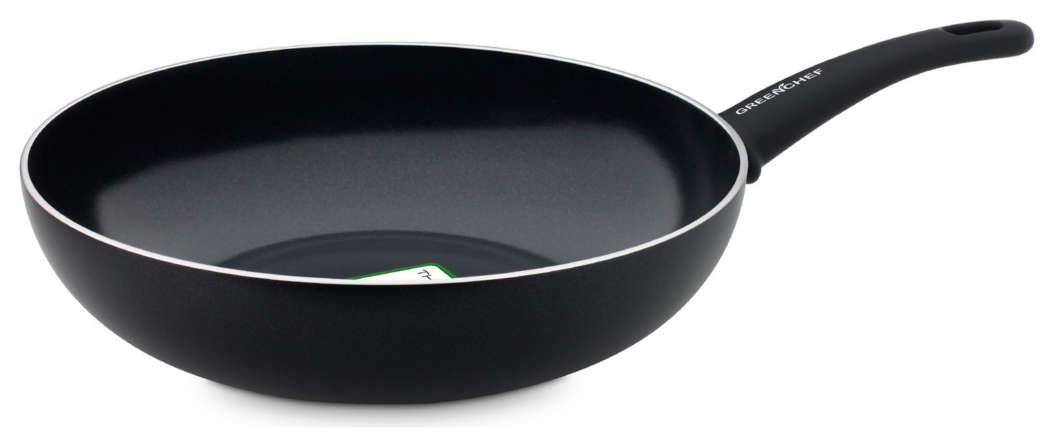 GreenChef Soft Grip 28cm Wok - Black