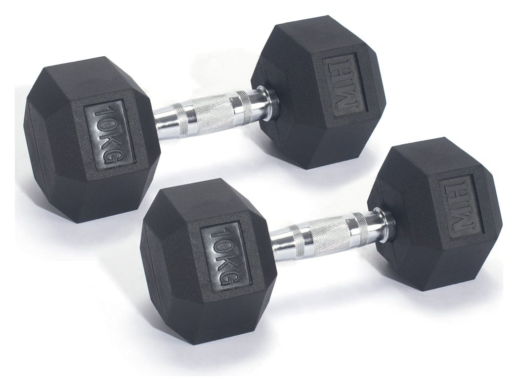 Rubber Dumbbell Set - 2 x 10kg 