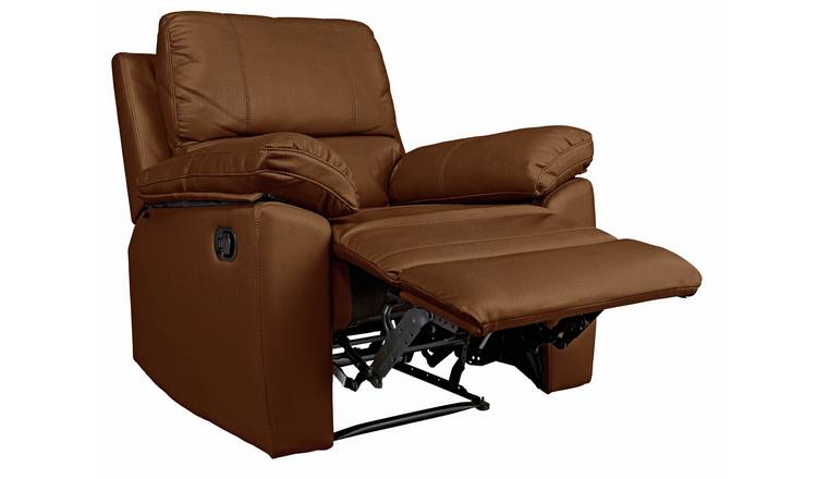 Argos Home Toby Faux Leather Manual Recliner Chair - Tan