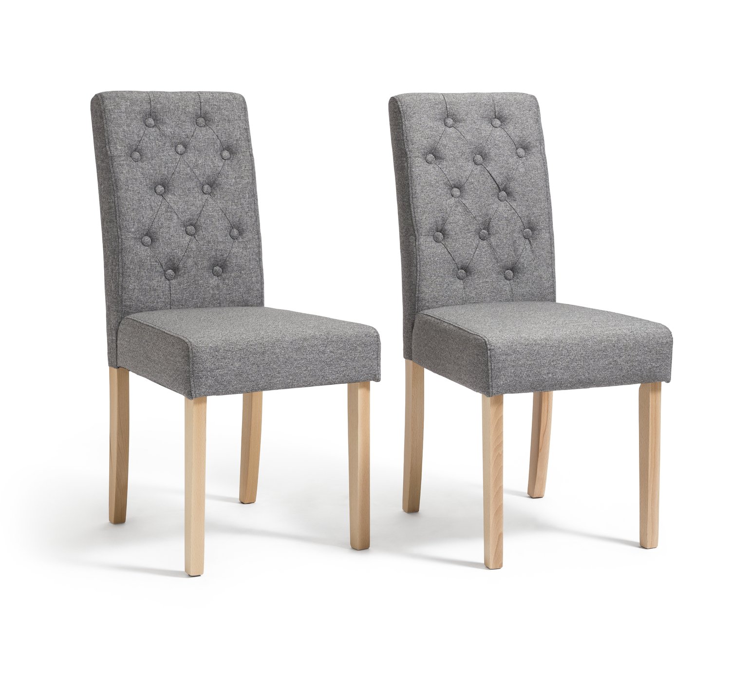 Argos Home Pair of Tweed Button Mid Back Dining Chairs -Grey Review