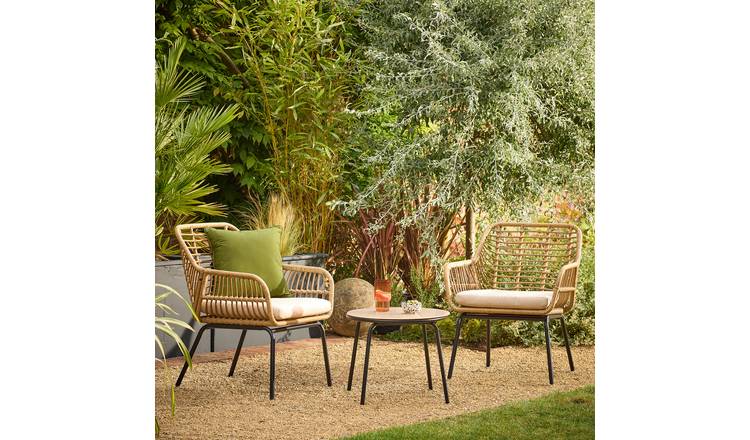 Habitat Global 2 Seater Bamboo Garden Bistro Set - Beige