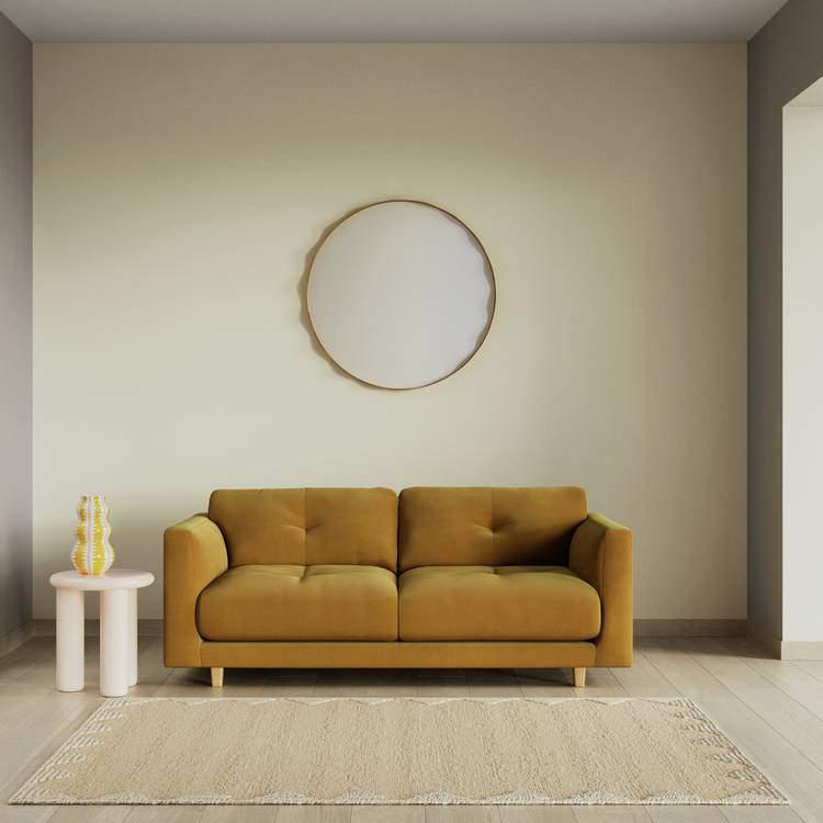 Habitat Emely Fabric 2 Seater Sofa - Gold - Ash Leg 0