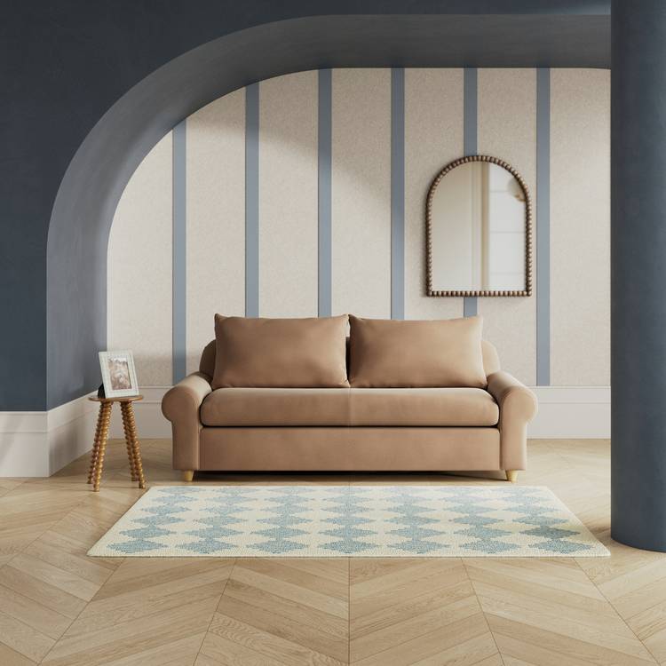 Habitat Whitby Velvet 3 Seater Sofa - Latte - Ash Leg 0