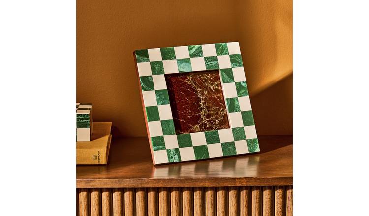 Habitat Checkered Green Resin Picture Frame - 5x5"