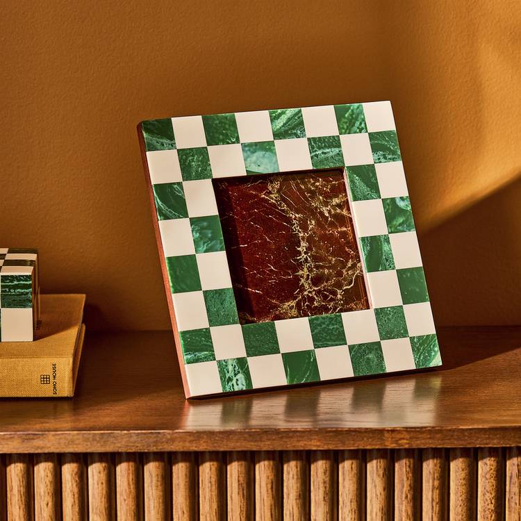 Habitat Checkered Green Resin Picture Frame - 5x5" 0