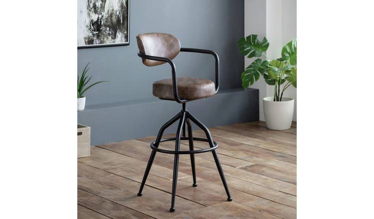 Julian Bowen Barbican Faux Leather Bar Stool - Brown