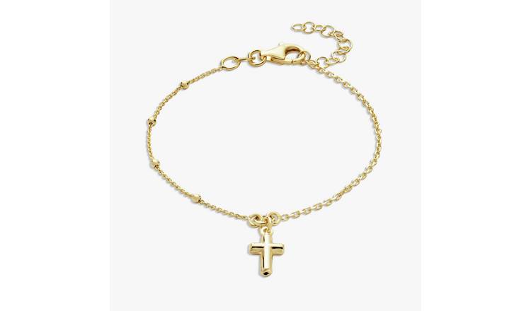 Revere 9ct Gold Plated Sterling Silver Cross Bracelet
