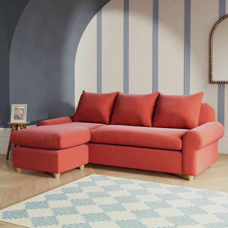 Habitat Whitby Reversible Chaise Sofa - Papaya - Ash Leg 0
