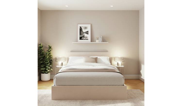 GFW End Lift Small Double Velvet Ottoman Bed - Natural