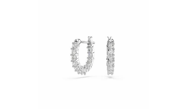 Swarovski Matrix Vittore White Crystal Stones Hoop Earrings