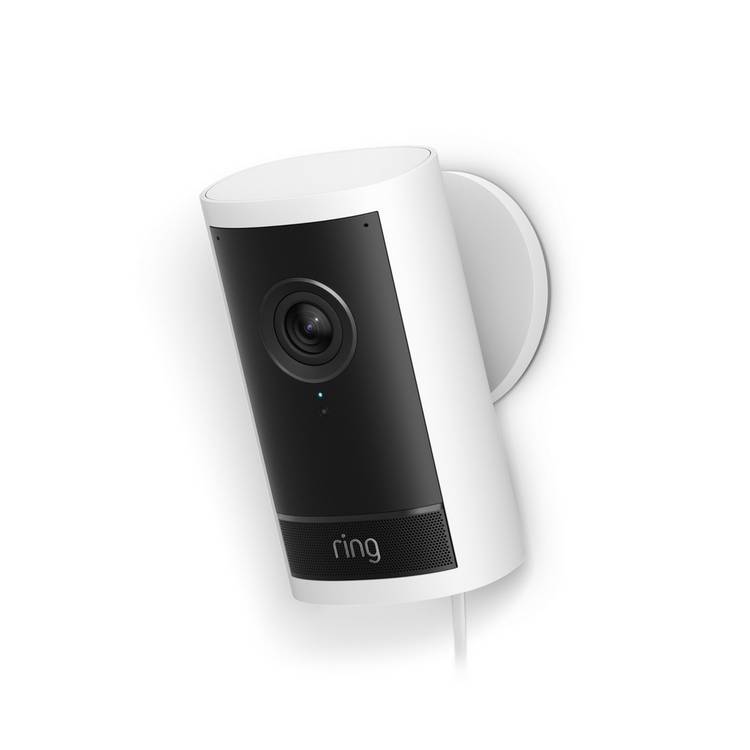 Ring Outdoor Camera Pro Plug-In Retinal 4K Security Camera White
