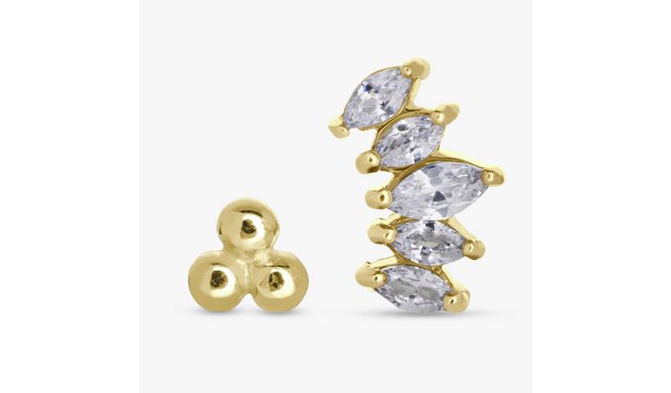 Revere Gold Coloured Steel Flatback Stud Earrings - Set of 2