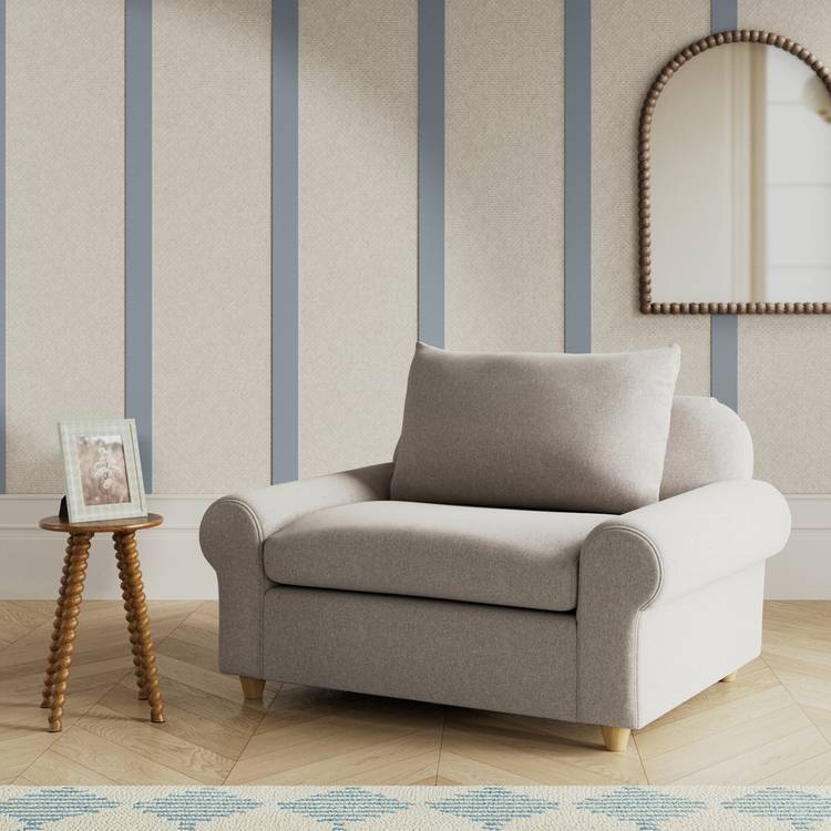 Habitat Whitby Fabric Cuddle Chair - Stone - Ash Leg 0