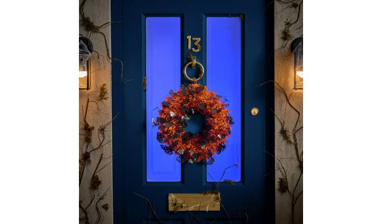 Argos Home Halloween Tinsel Wreath - Orange and Black 