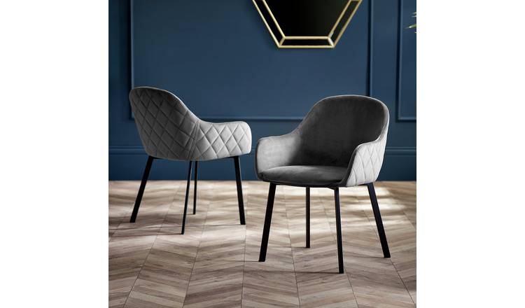 Julian Bowen Lima Pair of Velvet Dining Chairs - Grey