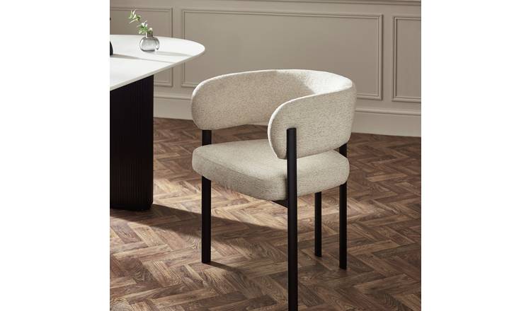 Julian Bowen Bolivia Pair of Fabric Dining Chairs - Cream