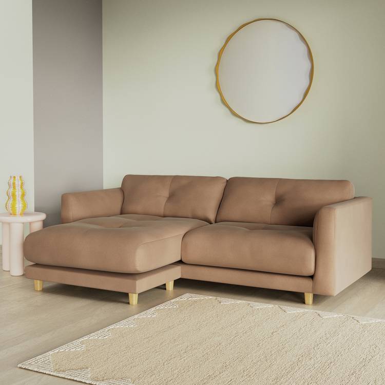 Habitat Emely Reversible Chaise Sofa - Latte - Ash Leg 0
