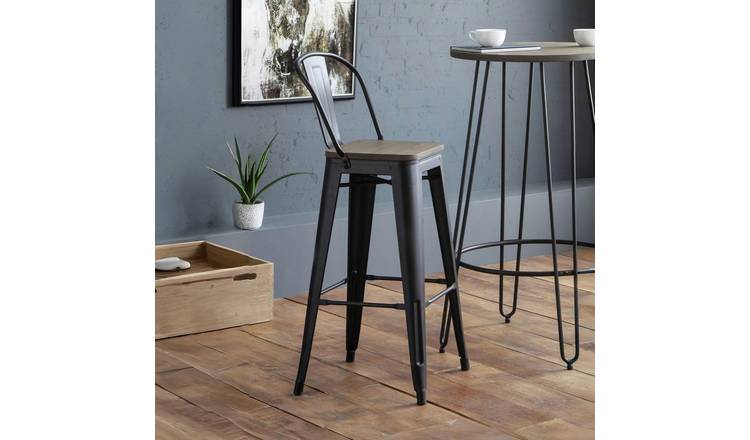 Julian Bowen Grafton Pair of Bar Stools - Black