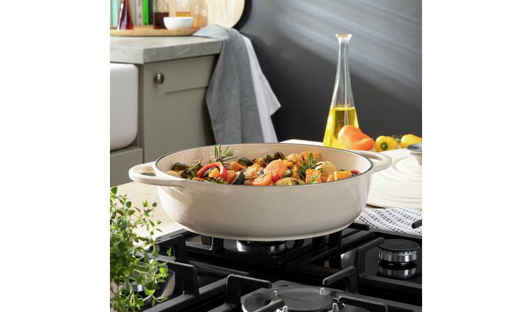 Habitat 4 Litre Cast Iron Shallow Casserole Dish - Cream