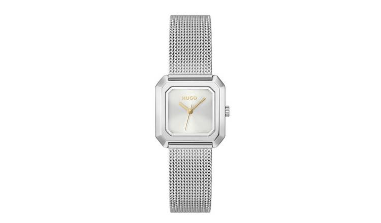 Hugo Stainless Steel Silver Coloured Mesh Strap Watch