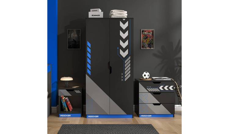 X Rocker Octane 3 Piece 2 Door Wardrobe Set - Blue