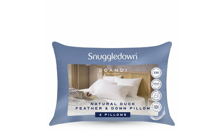 Snuggledown Scandi Duck Feather & Down Medium Pillow- 4 Pack