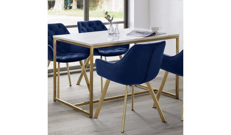 Julian Bowen Scala Marble Effect 4 Seater Dining Table-White