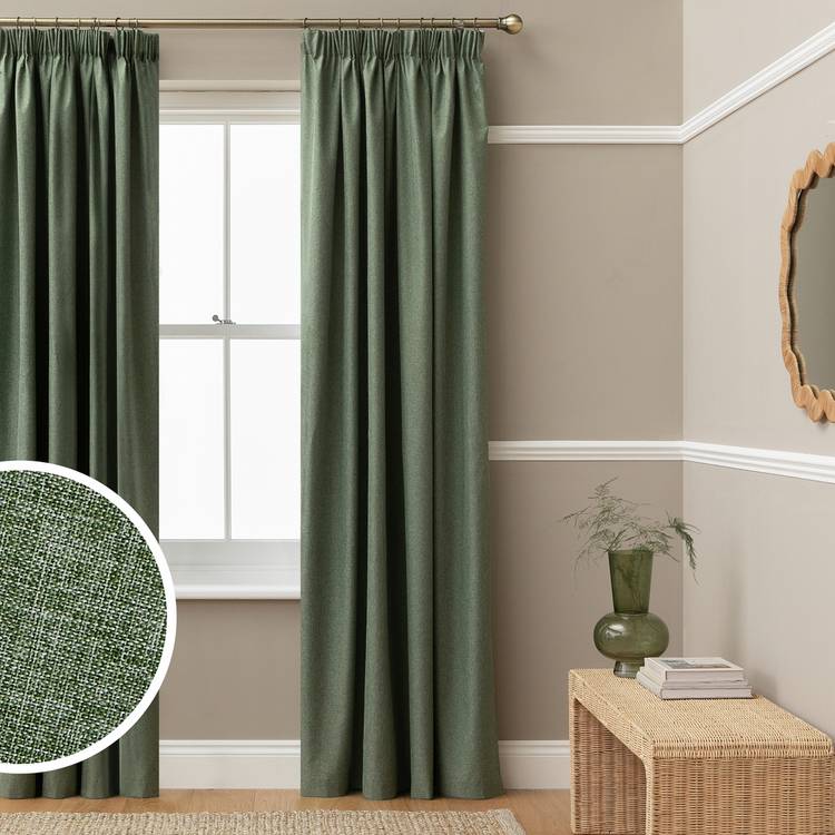 Habitat Blackout Pencil Pleat Curtain - Green - 168x137cm 0